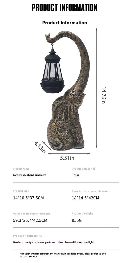 Linterna Decorativa Elefante de Resina con Luz Ambiental - Image 14