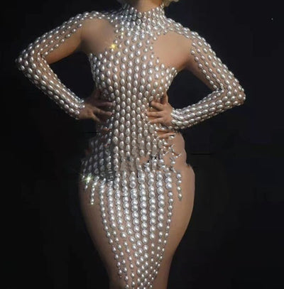 Falda Larga Ajustada con Perlas para Mujer - Image 7