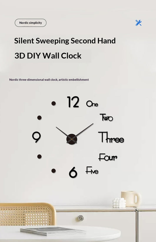 Reloj de Pared Digital Silencioso Nórdico - Adhesivo Decorativo Acrílico - Image 22