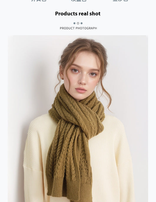 Bufanda de Lana Gruesa Otoño Invierno Estilo Europeo Americano con Textura Cashmere Artificial - Image 9