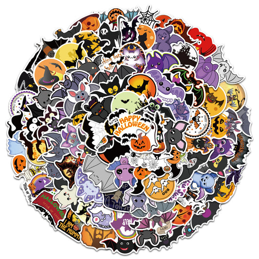 100 Stickers Decorativos Halloween con Calabazas, Murciélagos y Personajes Infantiles
