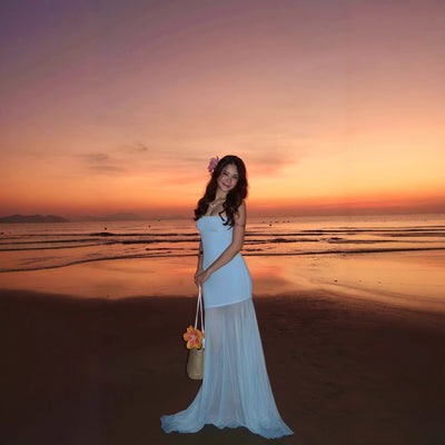 Vestido Envolvente sin Mangas con Malla Transparente - Image 3