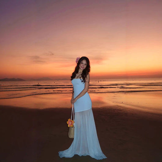 Vestido Envolvente sin Mangas con Malla Transparente - Image 3