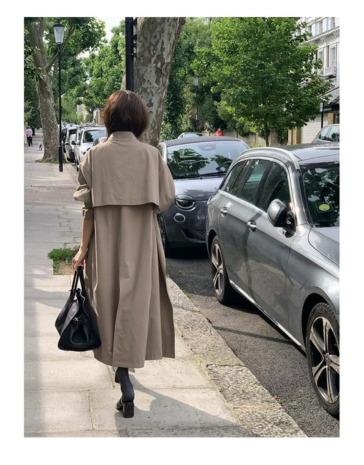 Abrigo Trench Largo Elegante con Cuello de Pie y Corte Slim - Image 43
