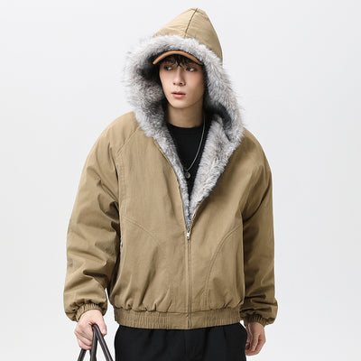 Chaqueta Acolchada de Algodón con Cuello de Forro Polar Retro para Hombre - Image 4