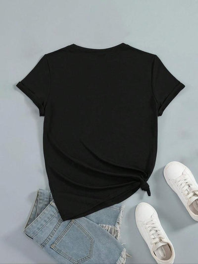 Playera Gráfica Cuello Redondo con Estampado de Corazones Cruzados para Mujer - Image 17