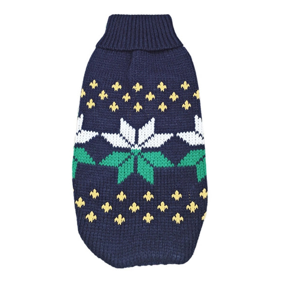 Suéter de Cuello Alto para Mascotas con Diseño de Copo de Nieve Navideño