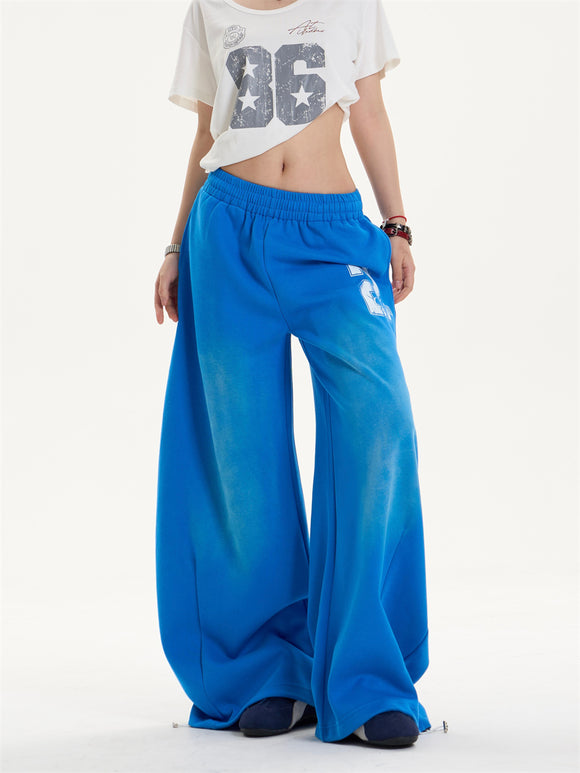 Pantalones Jogger Holgados con Letras Desgastadas y Cordón Ajustable
