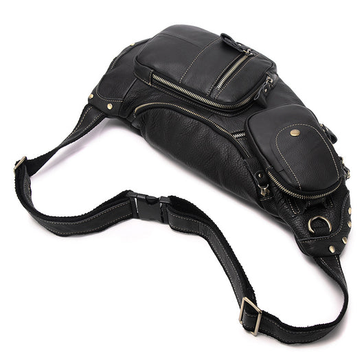 Bolsa Mensajero de Cuero Genuino Estilo Retro con Gran Capacidad para Hombre - Image 4