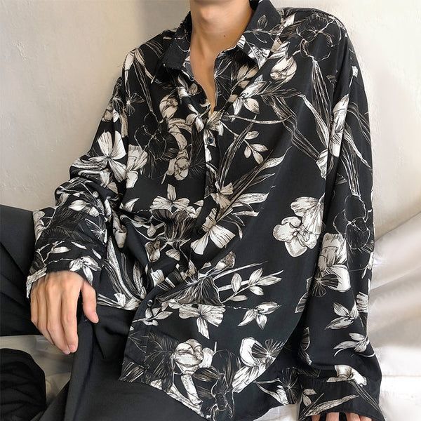 Camisa Vintage Floral Estilo Hong Kong para Hombre