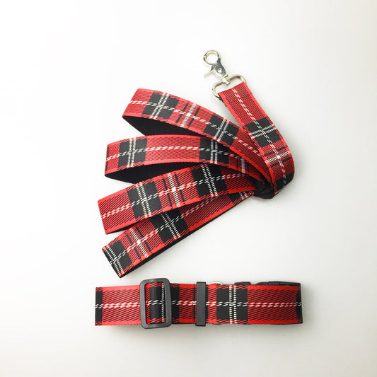 Collar y Correa para Perro Estampado Cuadros