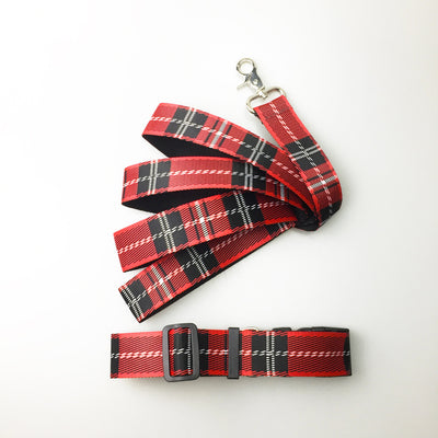 Collar y Correa para Perro Estampado Cuadros