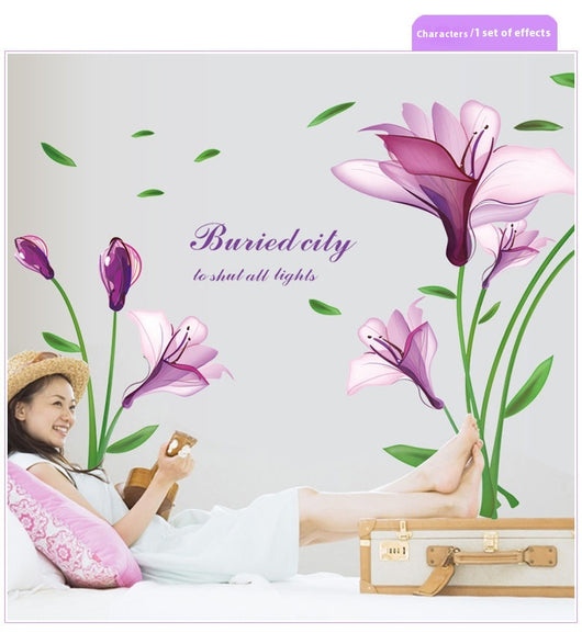 Vinilo Decorativo Flor Púrpura Autoadhesivo Romántico para TV - Image 13