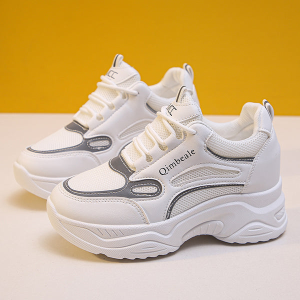 Tenis Deportivos con Plantilla Elevadora - Zapatillas Mesh Blancas Comodidad Máxima