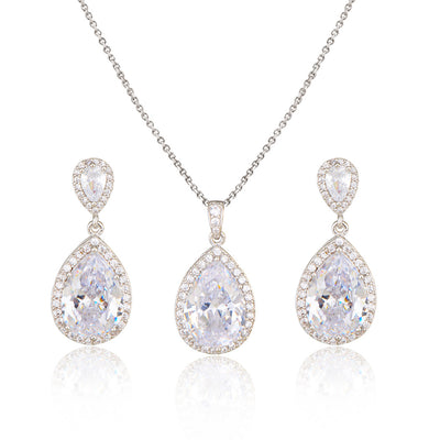Conjunto de Collar y Aretes de Circonita Brillante para Novia - Joyería Elegante y Minimalista - Image 22