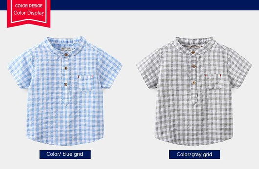 Camisa Infantil de Algodón Azul a Cuadros - Estilo Casual Cómodo - Image 7