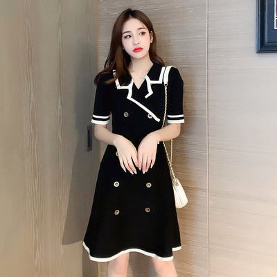 Vestido Tejido de Manga Corta con Falda A Elegante - Image 12