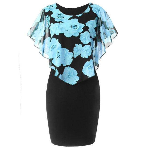 Vestido Capa Estampado Rosas Ajustado Cadera para Mujer - Image 6