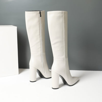 Botas Altas de Tacón Grueso Punta Afilada para Otoño e Invierno - Image 27