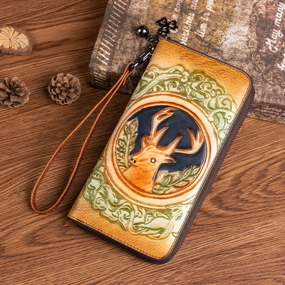 Billetera Larga de Cuero Genuino para Mujer con Diseño de Venado Artesanal - Image 3