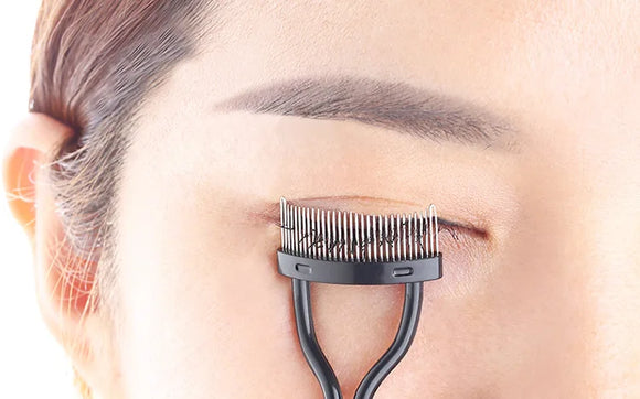Rizador de Pestañas Plegable con Peine Separador de Metal - Herramienta de Maquillaje Profesional