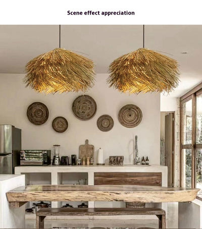 Lámpara Colgante Tejida en Ratán Estilo Wabi Sabi Japonés - Image 15