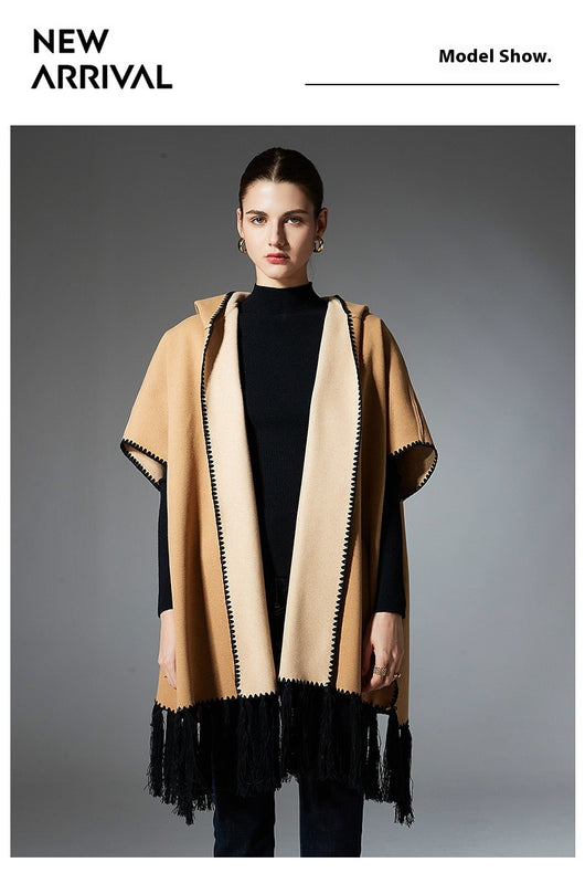 Poncho Hoodie con Borlas - Abrigo Versátil para Otoño e Invierno - Image 18