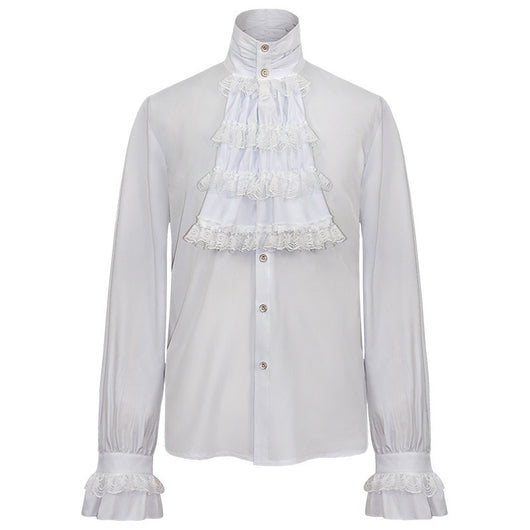 Camisa Gótica de Manga Larga con Cuello Alto y Volantes para Hombre - Image 3