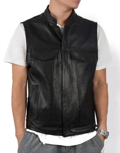 Chaleco de Cuero PU Liso para Hombre - Image 15