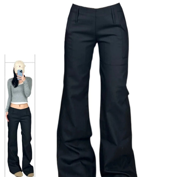Calça Feminina de Cintura Baixa e Boca Larga - Ajuste Slim com Caimento Perfeito