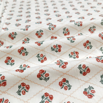 Tela de Algodón Twill Rojo Jujuba con Patrón de Celosía - Ancho para Puertas