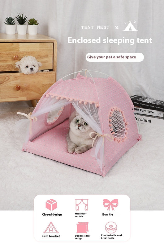 Casa Nido para Gatos Verano Semi-cerrada Plegable Carpa Mascotas - Image 21