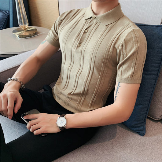 Polo Tejido de Manga Corta para Hombre con Textura y Elasticidad - Image 31