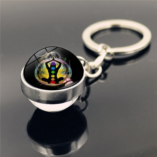 Llavero Colgante de Cristal Doble Cara con Símbolo de Yoga - Image 18