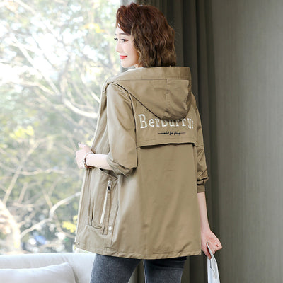 Chaqueta Trench Hooded Coreana Casual Midi para Mujer - Image 10