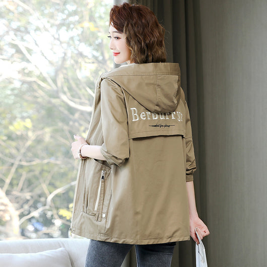Chaqueta Trench Hooded Coreana Casual Midi para Mujer - Image 10