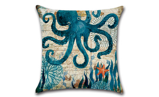 Almohada Decorativa Vida Marina: Tortuga, Caballito de Mar, Ballena y Pulpo - Image 6