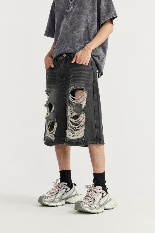 Shorts de Mezclilla Rotos Estilo Hip Hop Urbano - Image 7