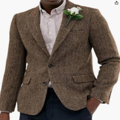 Blazer de Lana Espiga Marrón y Gris para Hombre - Image 15