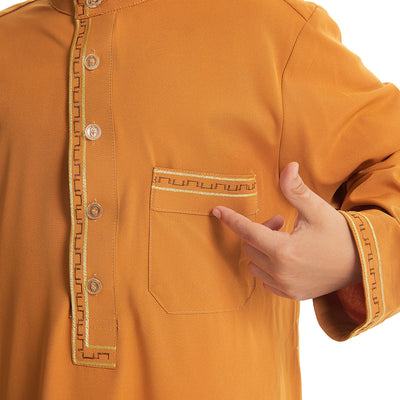 Camisa Larga de Cuello Mao con Botones - Estilo Oriente Medio - Image 28