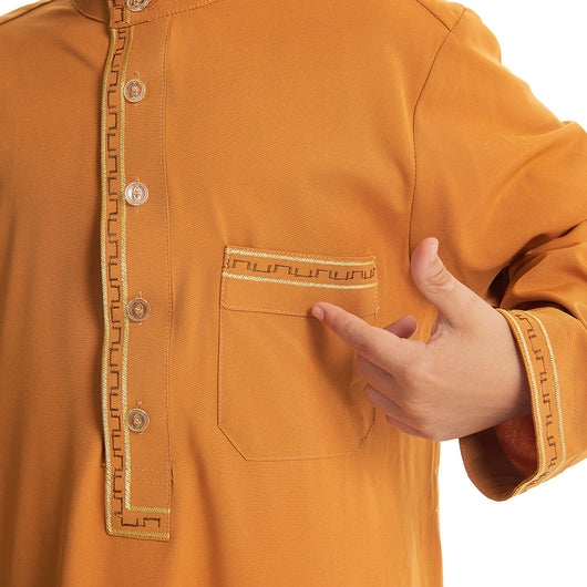 Camisa Larga de Cuello Mao con Botones - Estilo Oriente Medio - Image 28