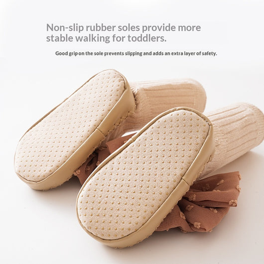 Zapatos y Calcetines para Bebé con Suela de Cuero Antideslizante y Detalles de Moño - Image 8