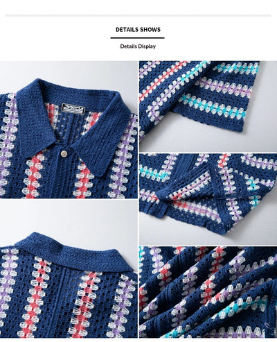 Cardigan Hueco de Manga Corta para Hombre - Tejido Soluble en Agua - Image 13