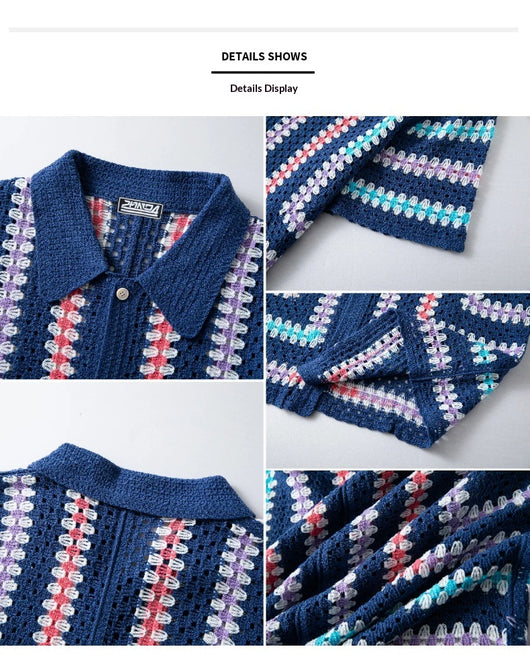 Cardigan Hueco de Manga Corta para Hombre - Tejido Soluble en Agua - Image 13