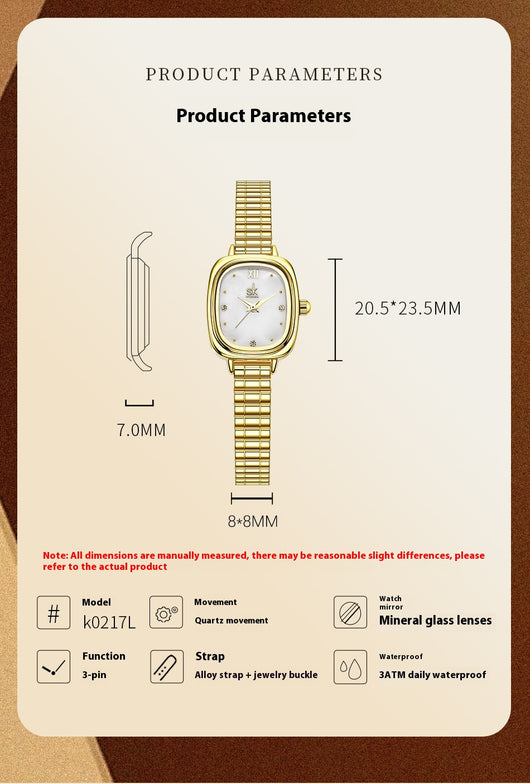 Reloj Cuadrado Acero Inoxidable Resistente al Agua con Movimiento de Cuarzo - Image 13