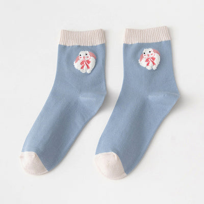 Calcetines de Tubo de Algodón con Diseño Adorable de Conejo Azul - Image 12