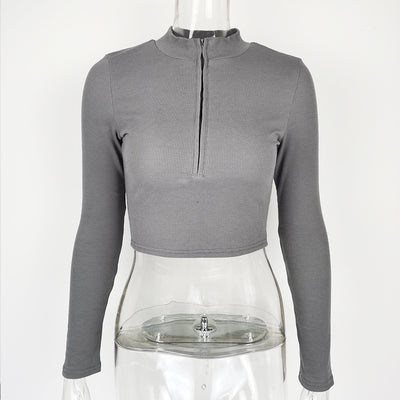 Top Crop Ajustado con Cierre de Mujer - Diseño Minimalista - Image 9