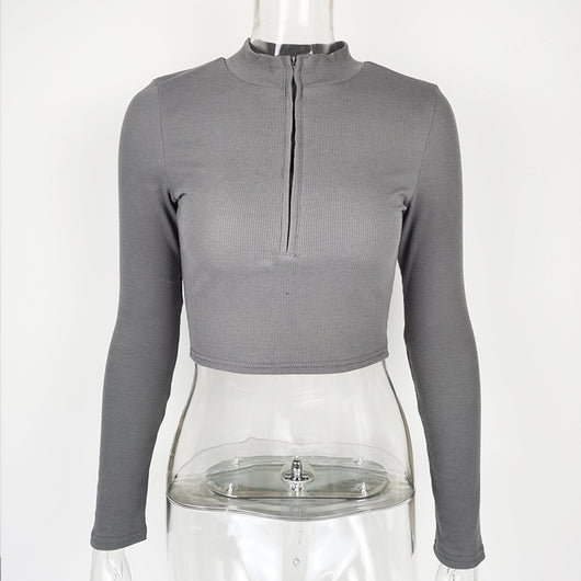 Top Crop Ajustado con Cierre de Mujer - Diseño Minimalista - Image 9