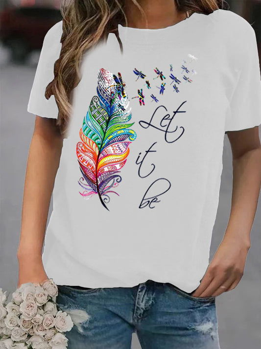Camiseta Suelta Estampada Cuello Redondo Manga Corta para Mujer - Image 2