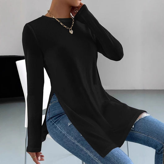 Camiseta Larga de Otoño e Invierno con Aberturas Laterales - Image 4